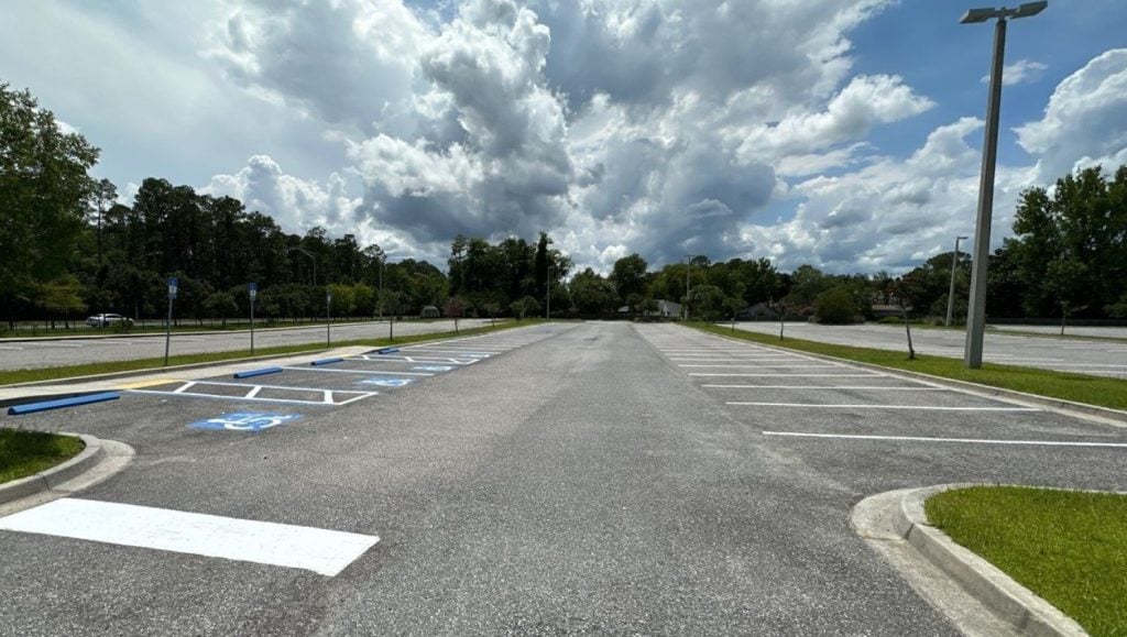 St. Patrick Catholic Church parking lot freshly painted