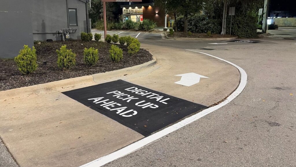 drive thru freshly painted for Chipotle parking lot