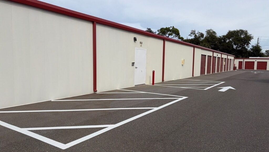 Acorn Mini Storage parking lot freshly painted