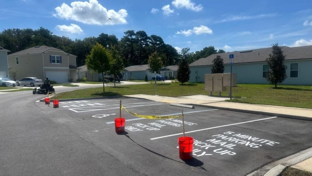 line markings freshly painted for ALSOP Property Management, LLC parking lot
