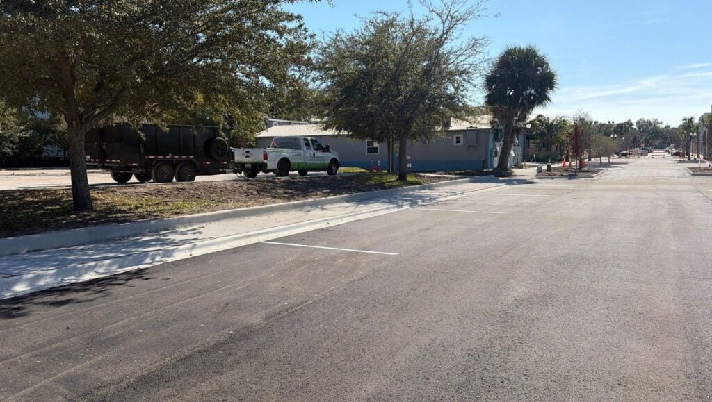 City of Fernandina Beach parking lot freshly painted