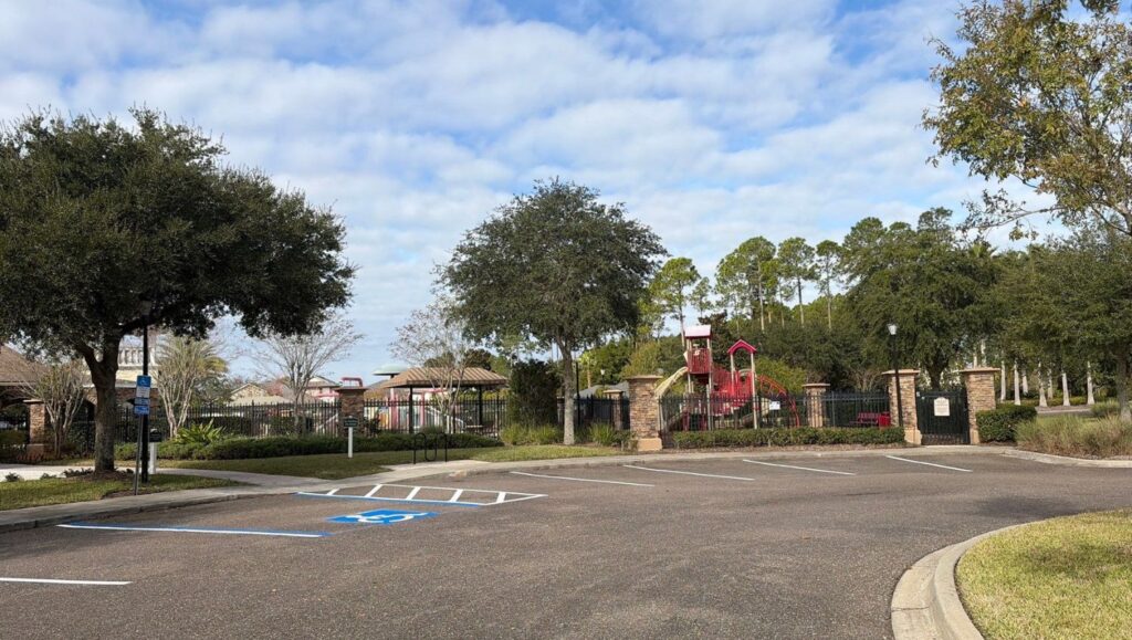 ada compliance parking spots freshly painted for Governmental Management Services - Amelia Concourse CDD parking lot