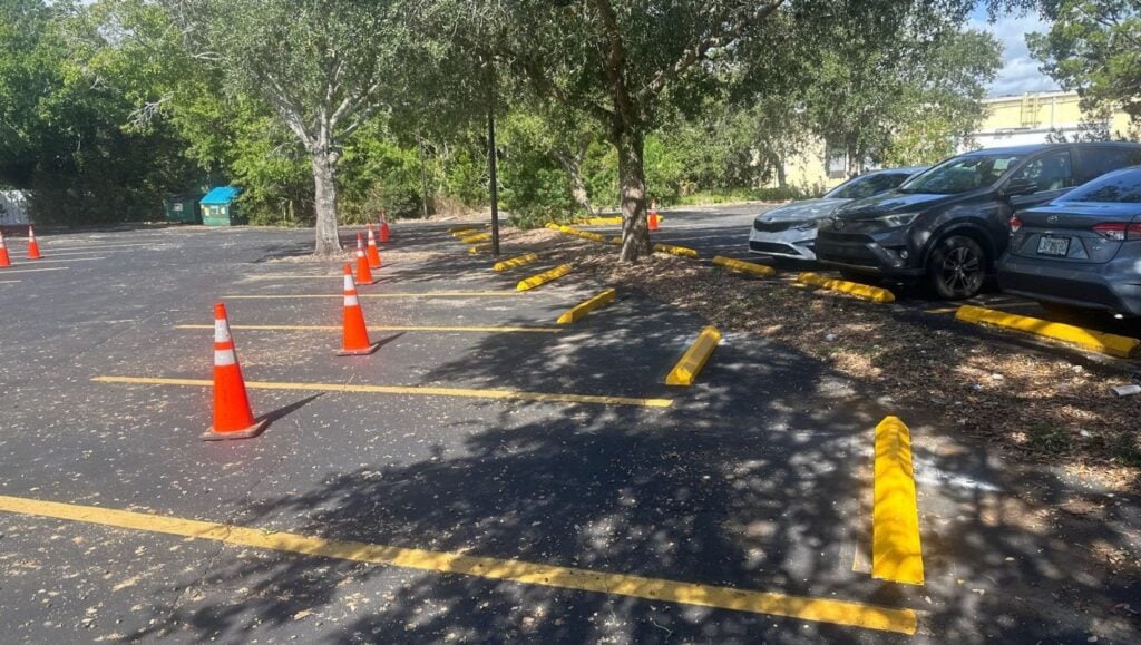 parking stops installed for Trulieve St. Augustine parking lot