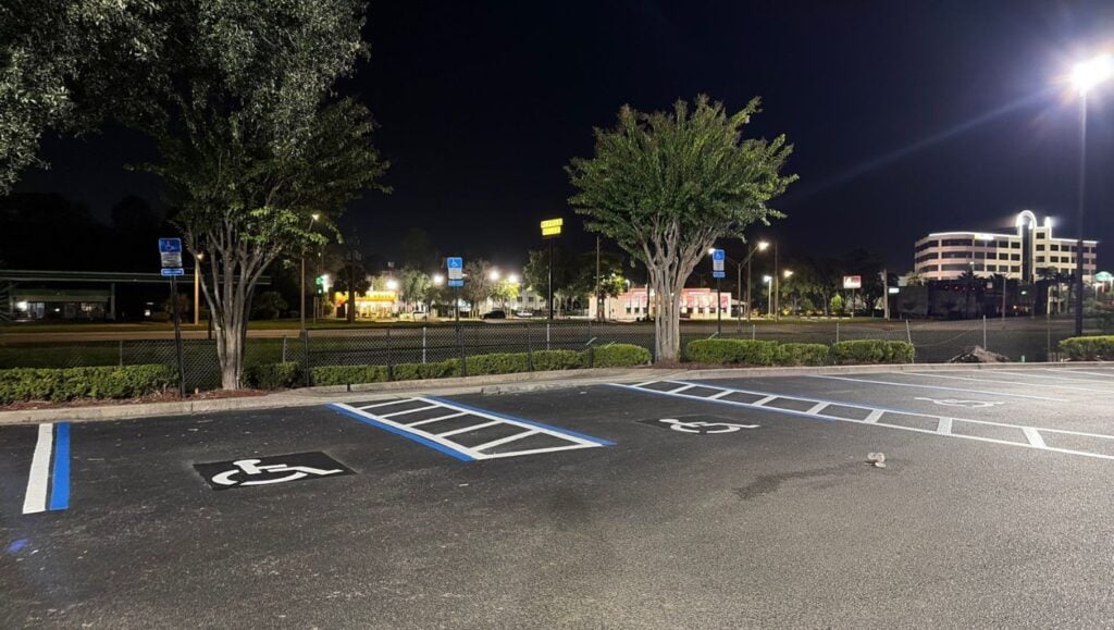 ada compliance parking spots freshly painted for Zaxby's parking lot