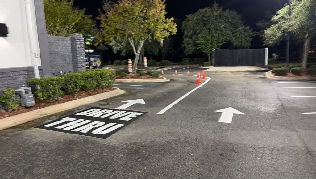 drive thru freshly painted for Zaxby's parking lot