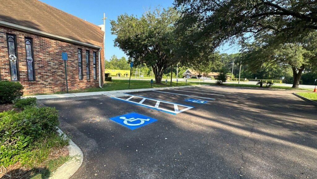 St. Paul Lutheran Church parking lot freshly painted