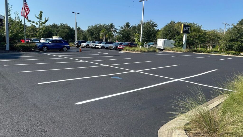 parking spots freshly painted for home2suites parking lot