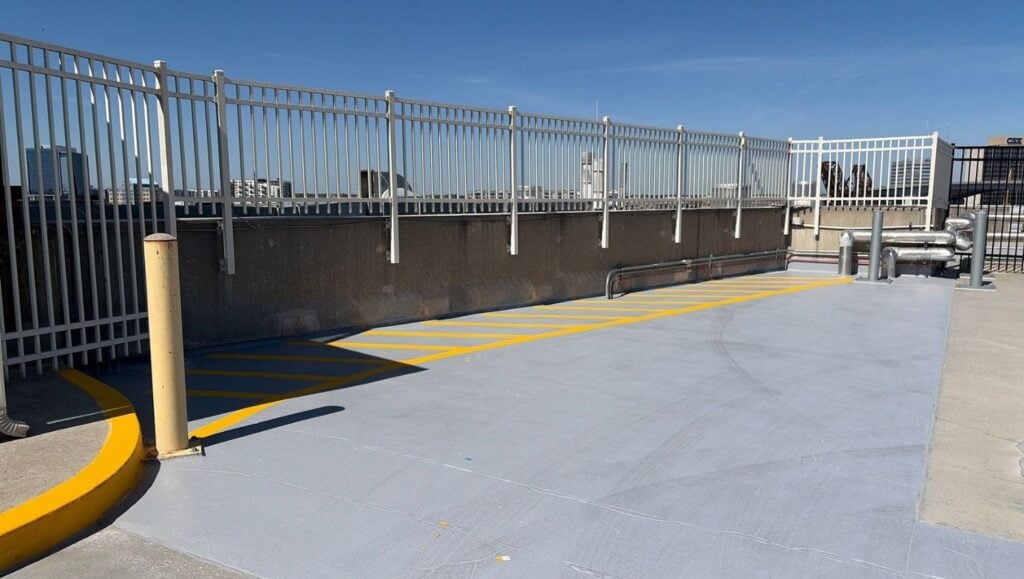 freshly painted line markings for Baptist Medical Center Parking Garage