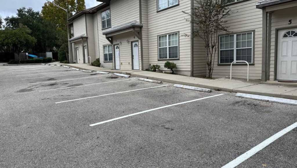 Gideon Property Services parking lot freshly painted