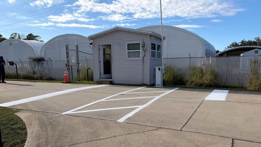 parking spots freshly painted for Global Maritek