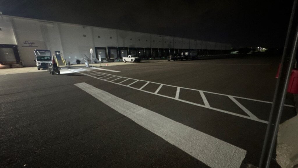 line striping freshly painted for Kroger Distribution Center