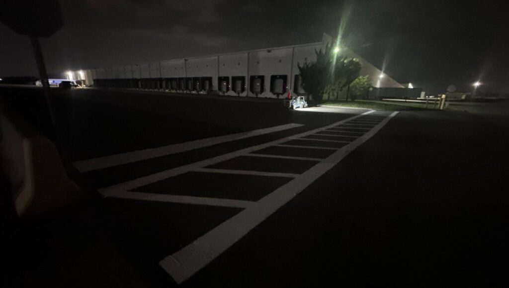 Kroger Distribution Center parking lot with freshly painted line markings