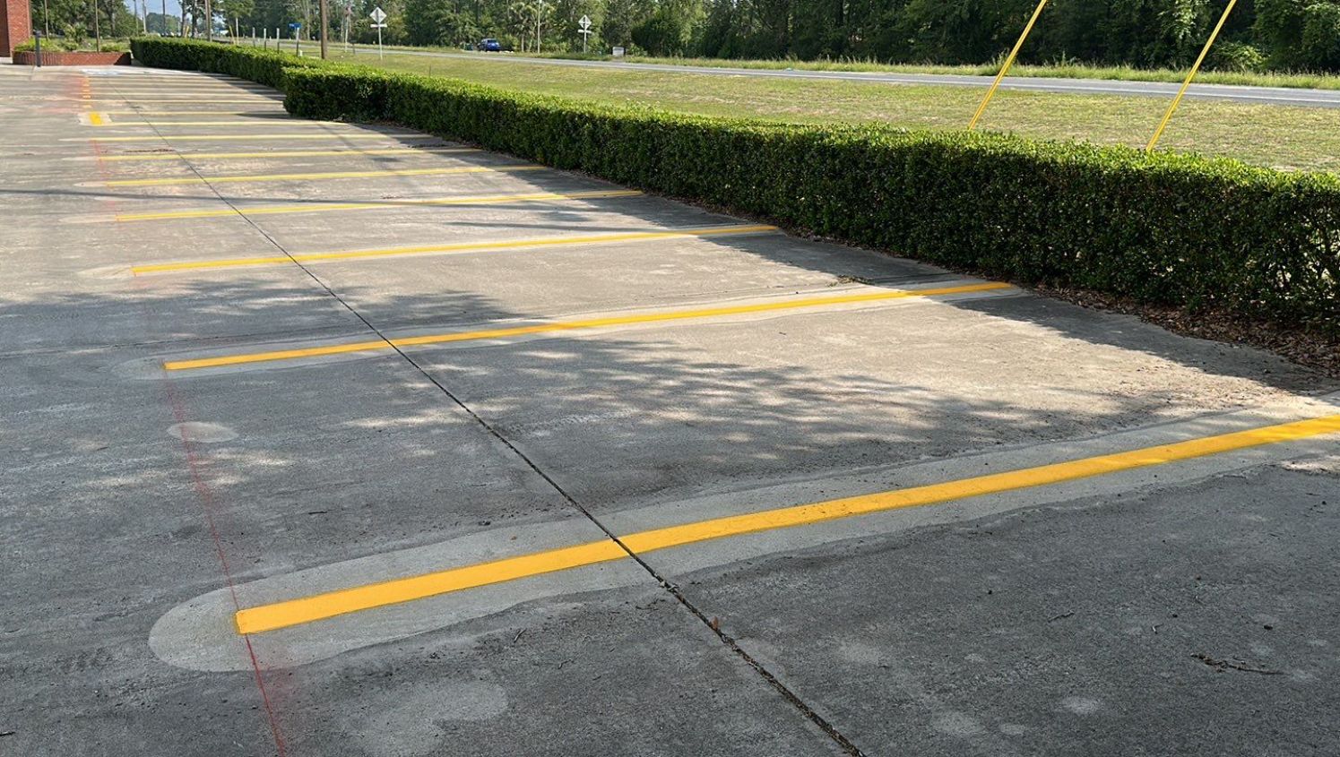 new yellow parking stalls