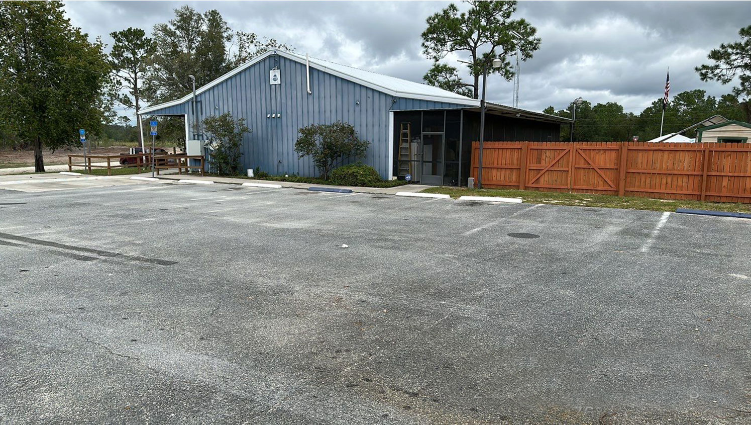 before view of line striping task in Williston, FL