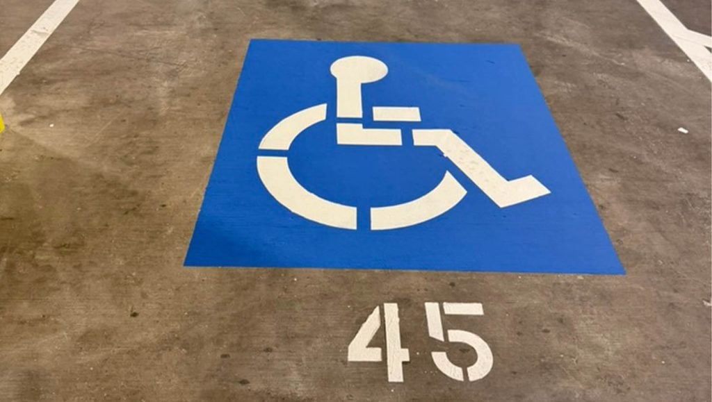freshly painted line markings for Marriott Vacation Club and Hotel Waikiki parking garage