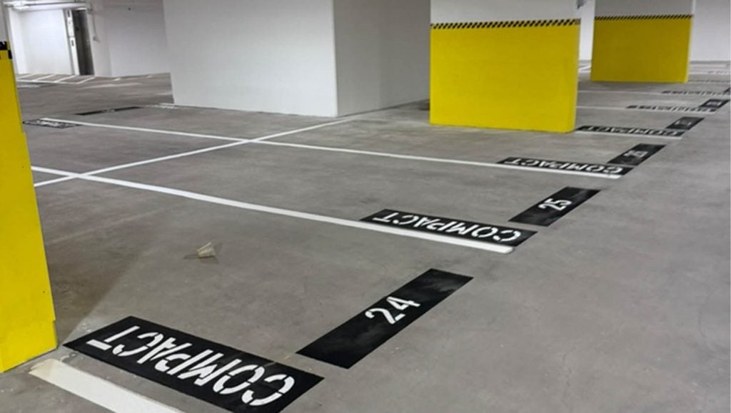 freshly painted parking spots for Marriott Vacation Club and Hotel Waikiki