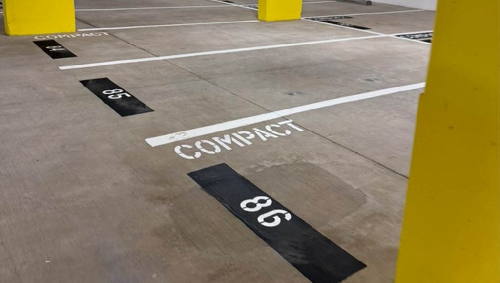 92 painted on parking spot for Marriott Vacation Club and Hotel Waikiki