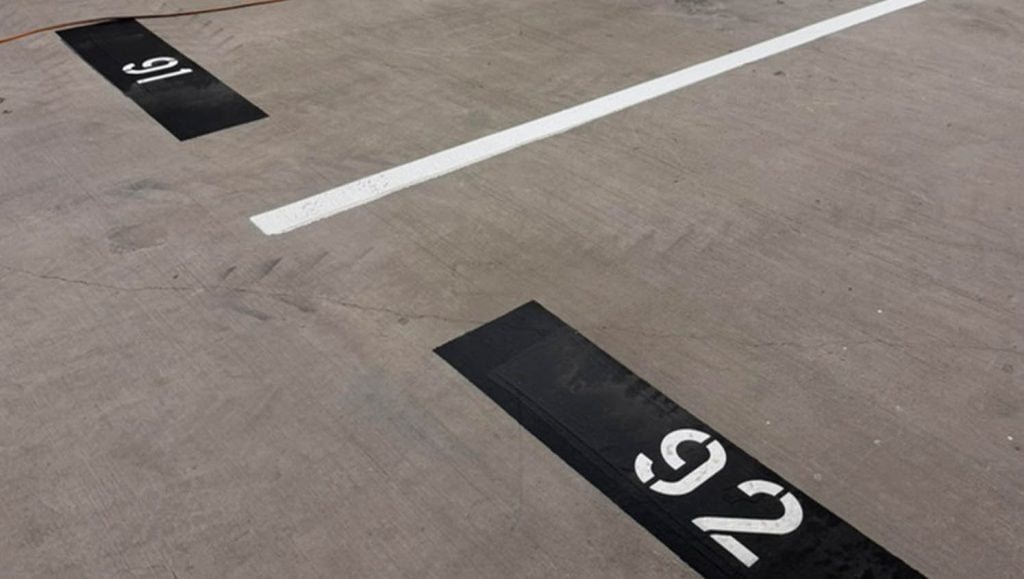 close-up of ada compliance parking spot for Marriott Vacation Club and Hotel Waikiki parking garage