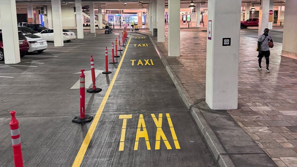 freshly painted line markings for Ala Moana Shopping Center