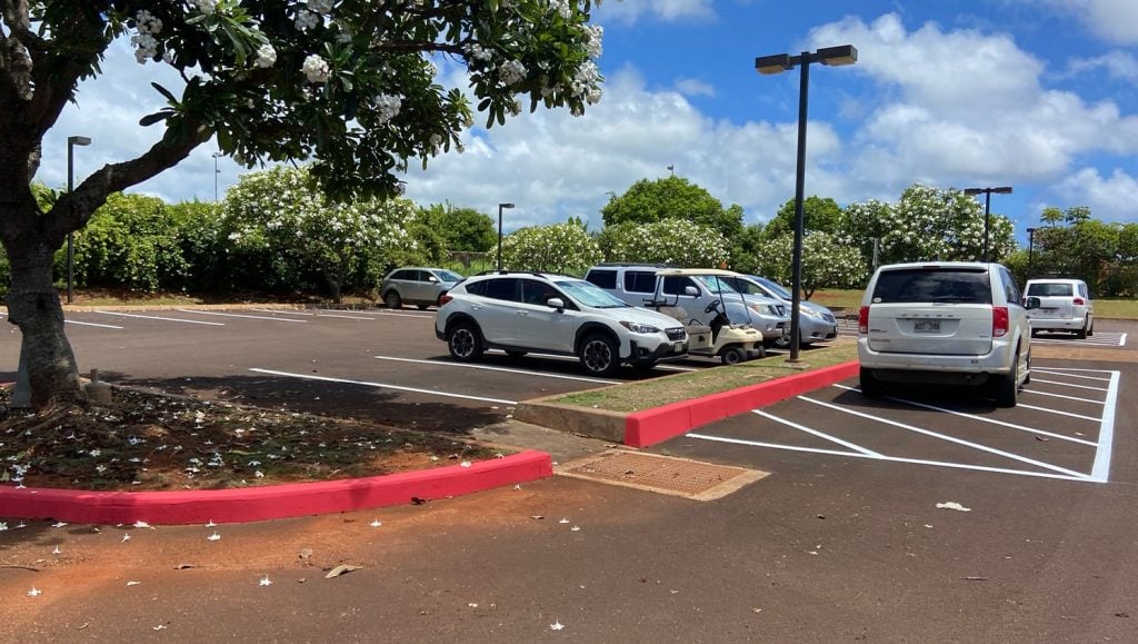 fire lane curb painting for Easterseals Hawaii parking lot