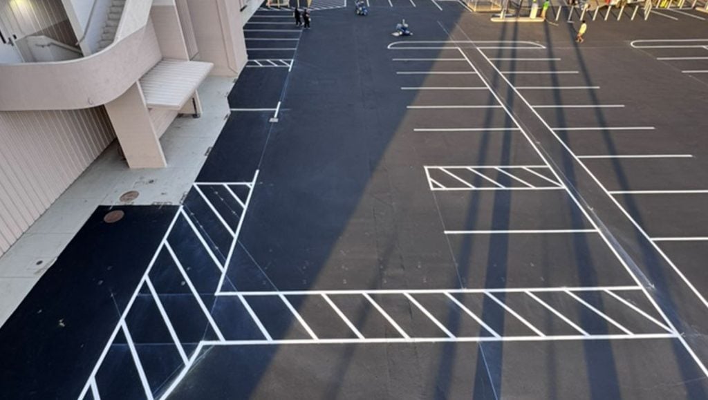 freshly painted parking lot for Lānai Air