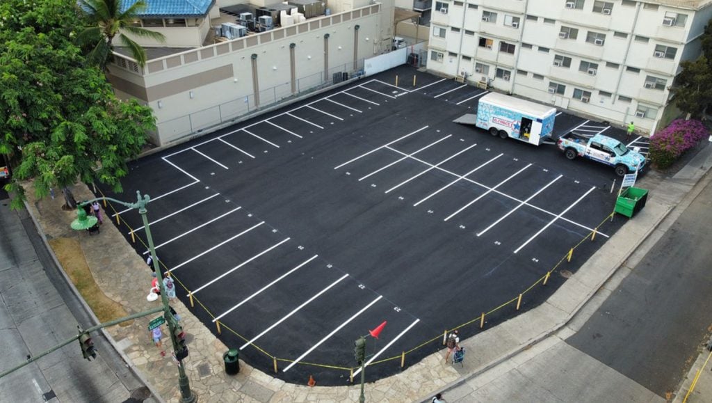 Residential Complex parking lot freshly painted for Residential Complex