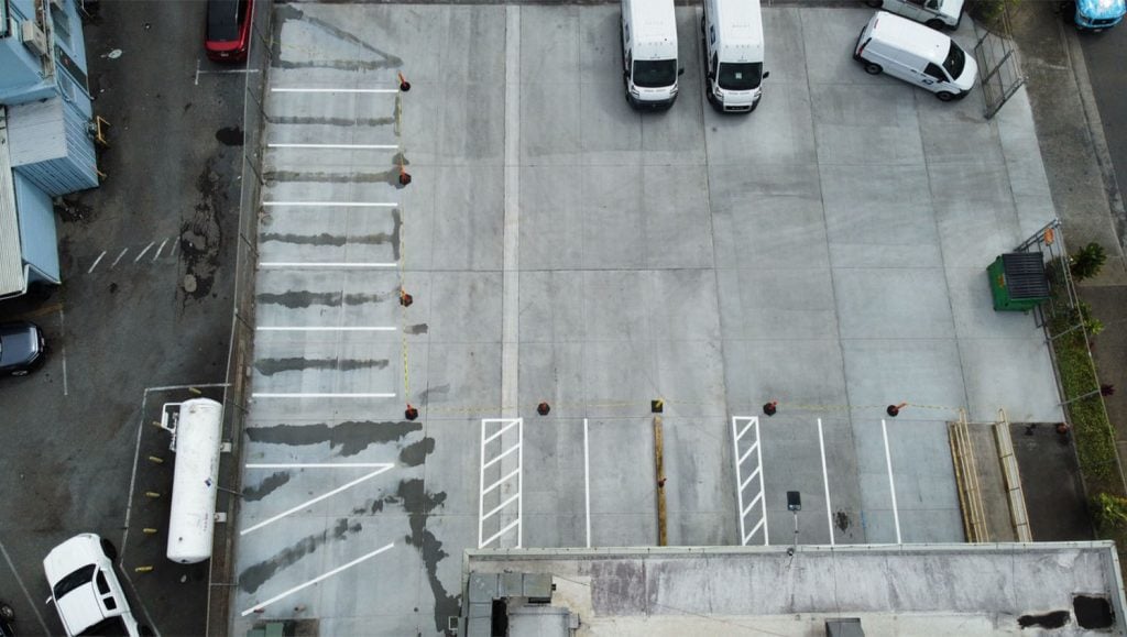 freshly painted parking spots for USPS