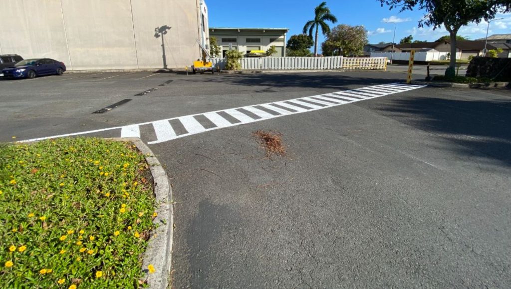 newly striped crosswalk in honolulu, hi