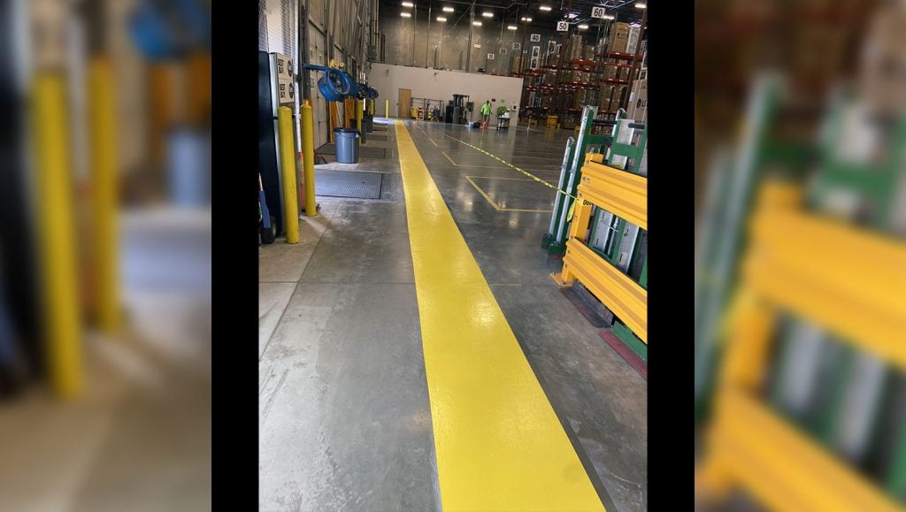 osha safety border on warehouse floor