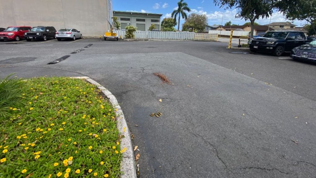 parking lot before re-stripe