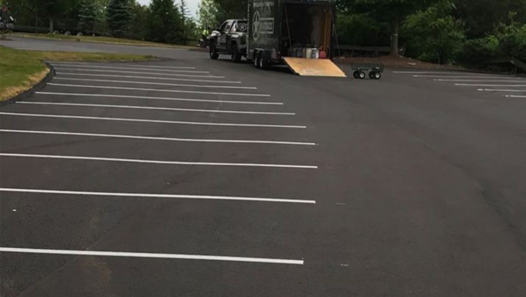 rounded parking lot restripe project