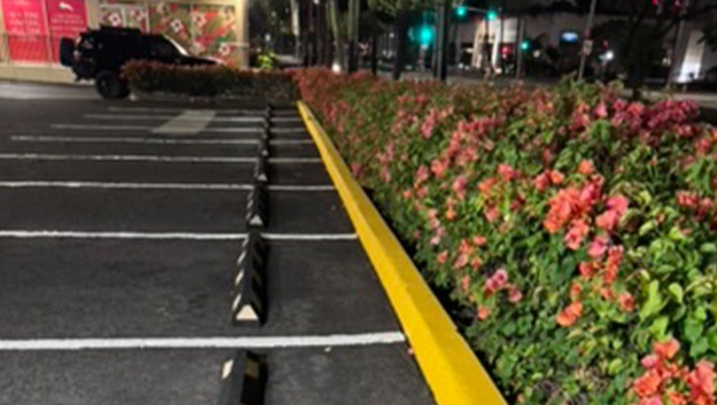 parking stops installation for Ala Moana Shopping Center parking lot