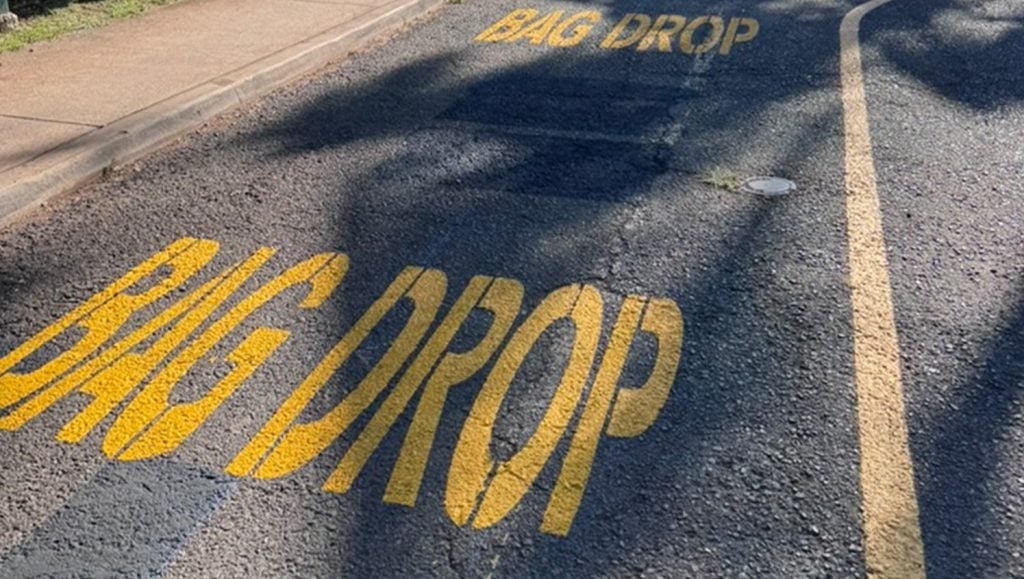 freshly painted line markings for Coral Creek Golf Course parking lot