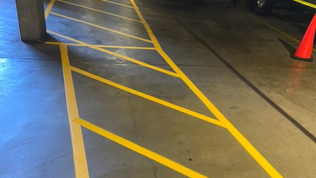 Diamond Parking parking lot freshly painted close-up