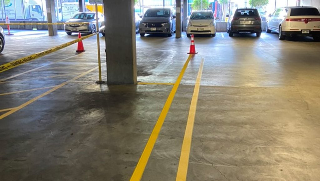 line markings freshly painted for Diamond Parking