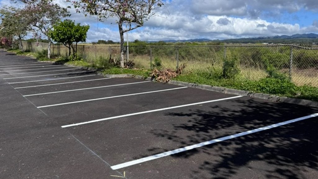 parking spots freshly painted for Grace Fellowship Church