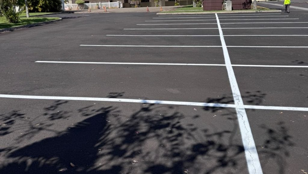 parking spots freshly painted for Grace Fellowship Church