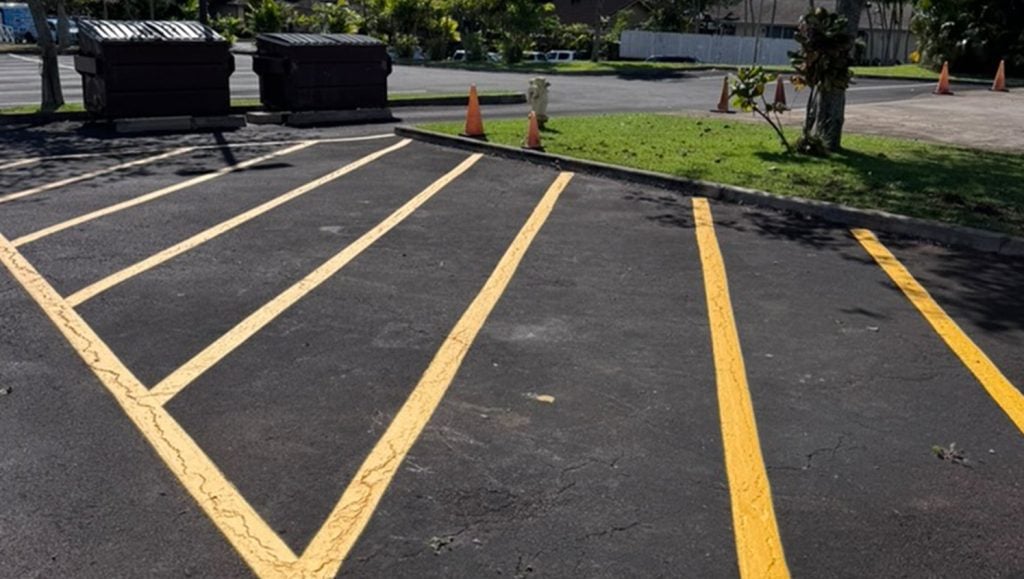 crosswalk freshly painted for Grace Fellowship Church parking lot