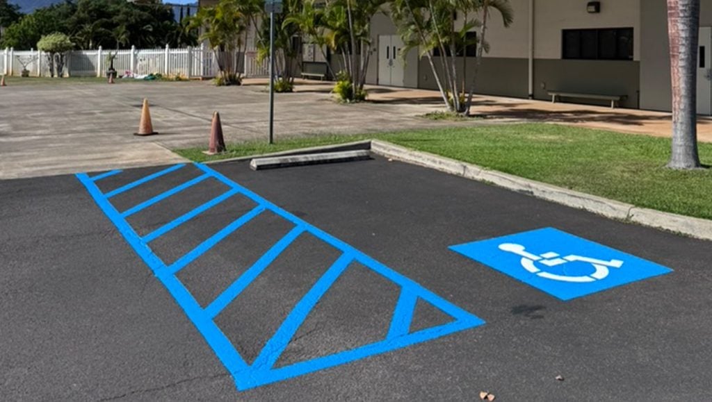 ada compliance parking spots freshly painted for Grace Fellowship Church parking lot