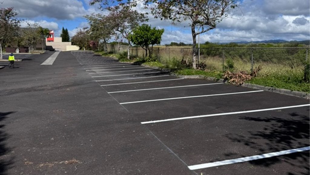 Grace Fellowship Church parking lot with freshly painted parking spots