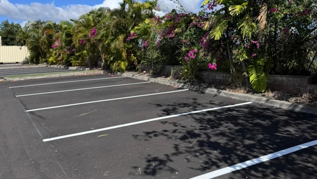 parking spots freshly painted for Grace Fellowship Church parking lot