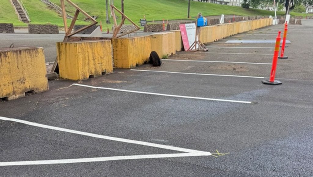 parking spots freshly painted for The Core Group Construction