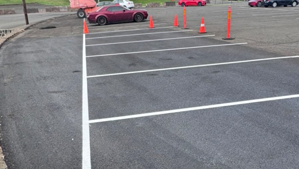 The Core Group Construction parking lot with freshly painted parking spots