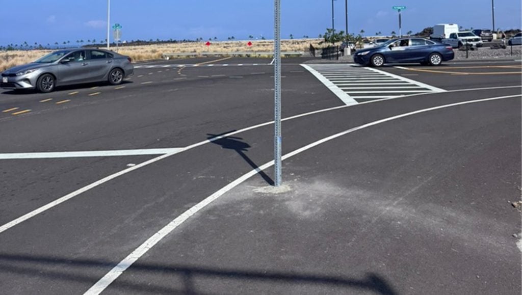 freshly painted thermoplastic markings for PC Construction