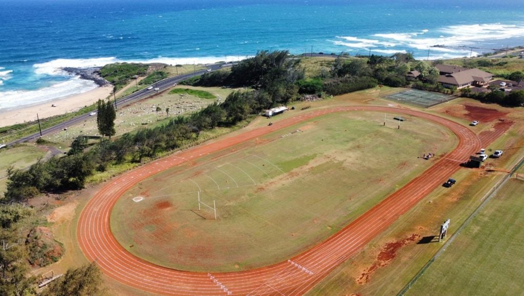 Kapa'a High School Athletics track and field freshly painted for Kapa'a High School Athletics