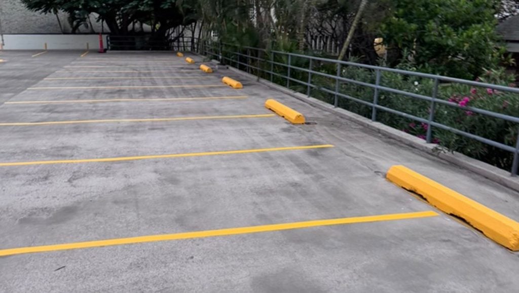 parking spots freshly painted for Kapiolani Women and Children's Hospital parking lot