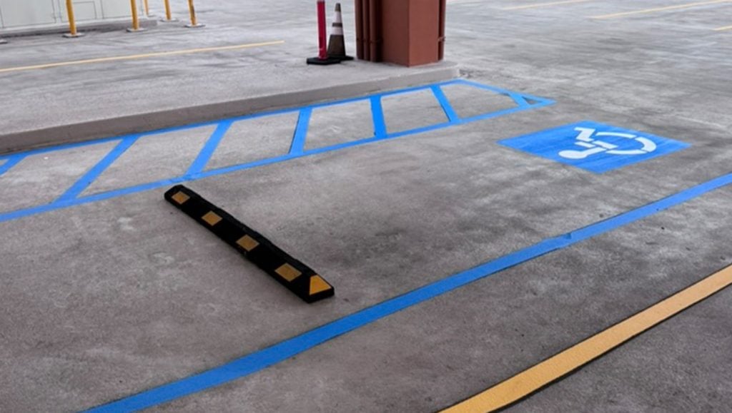 ada compliance parking spot freshly painted for Kapiolani Women and Children's Hospital parking lot