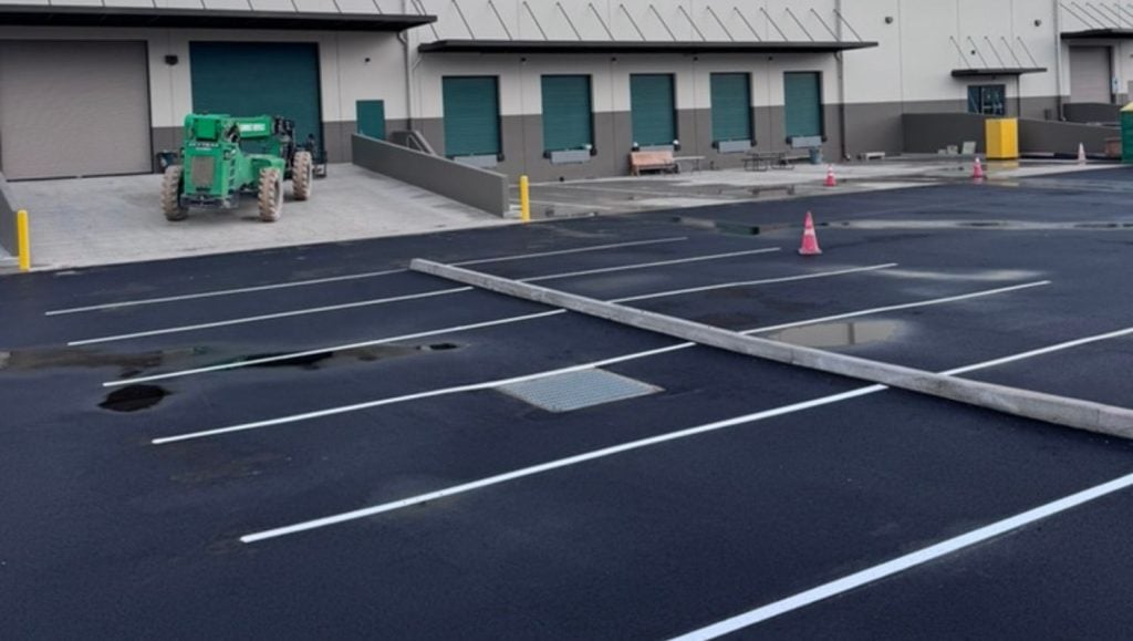 freshly painted parking spots for Honolulu Cookie Company parking lot