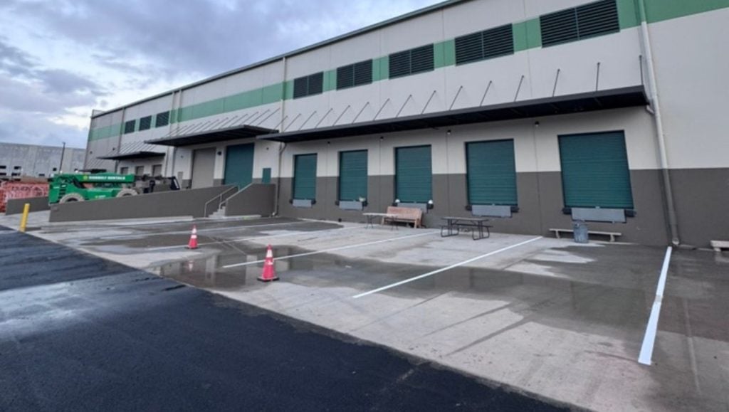 freshly painted parking lot for Honolulu Cookie Company