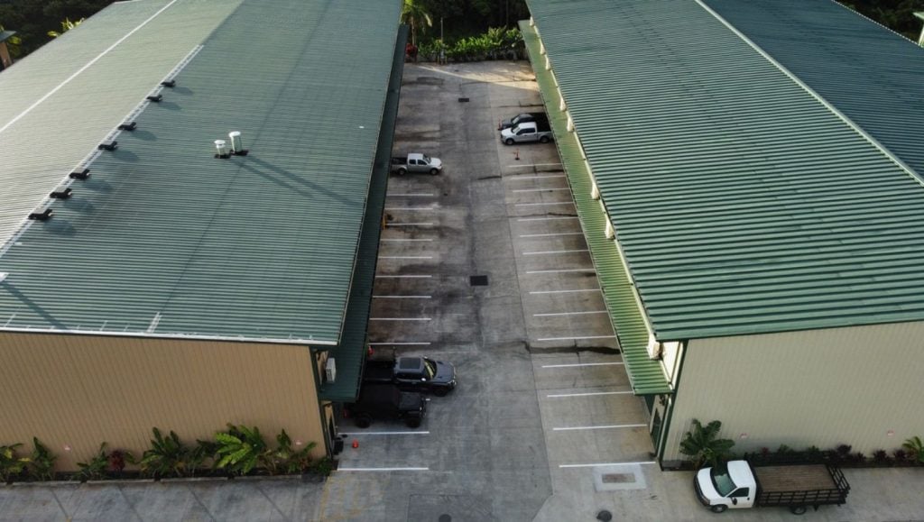 aerial view of Kapa'a Industrial parking lot